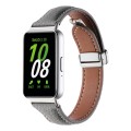 For Samsung Galaxy Fit 3 Litchi Texture Magnetic Buckle Slim Leather Watch Band(Grey)