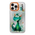 For iPhone 14 Pro Max Splash-ink AI Cute Dragon PC Hybrid TPU Phone Case(Green Dragon)