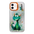 For iPhone 12 Splash-ink AI Cute Dragon PC Hybrid TPU Phone Case(Green Dragon)