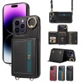 For iPhone 14 Pro Crossbodys Card Bag Ring Holder Leather Phone Case(Black)