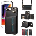 For iPhone 7 / 8 / SE 2022 Crossbodys Card Bag Ring Holder Leather Phone Case(Black)