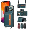 For iPhone 12 / 12 Pro Crossbodys Card Bag Ring Holder Leather Phone Case(Green)