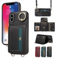 For iPhone X / XS Crossbodys Card Bag Ring Holder Leather Phone Case(Black)