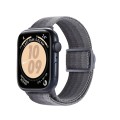 For Apple Watch SE 2023 44mm Carbon Fiber Texture Snap Buckle Nylon Watch Band(Gradient Grey)