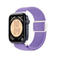 For Apple Watch SE 2023 44mm Carbon Fiber Texture Snap Buckle Nylon Watch Band(Purple)