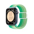 For Apple Watch Series 9 45mm Carbon Fiber Texture Snap Buckle Nylon Watch Band(Gradient Green)