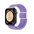 For Apple Watch Series 9 45mm Carbon Fiber Texture Snap Buckle Nylon Watch Band(Purple)