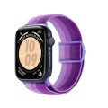 For Apple Watch Series 8 41mm Carbon Fiber Texture Snap Buckle Nylon Watch Band(Gradient Purple)