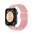 For Apple Watch SE 2022 44mm Carbon Fiber Texture Snap Buckle Nylon Watch Band(Pink)