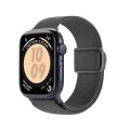 For Apple Watch SE 44mm Carbon Fiber Texture Snap Buckle Nylon Watch Band(Grey)