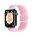 For Apple Watch Series 5 44mm Carbon Fiber Texture Snap Buckle Nylon Watch Band(Gradient Pink)