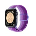 For Apple Watch Series 2 38mm Carbon Fiber Texture Snap Buckle Nylon Watch Band(Gradient Purple)