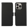 For iPhone 15 Pro Max ABEEL Side-Magnetic Litchi Pattern Leather RFID Phone Case(Black)