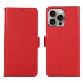 For iPhone 15 Pro Max ABEEL Side-Magnetic Litchi Pattern Leather RFID Phone Case(Red)