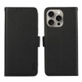 For iPhone 15 Pro ABEEL Side-Magnetic Litchi Pattern Leather RFID Phone Case(Black)