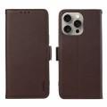 For iPhone 15 Pro ABEEL Side-Magnetic Litchi Pattern Leather RFID Phone Case(Brown)