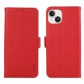 For iPhone 14 Plus ABEEL Side-Magnetic Litchi Pattern Leather RFID Phone Case(Red)