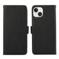 For iPhone 14 ABEEL Side-Magnetic Litchi Pattern Leather RFID Phone Case(Black)