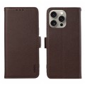 For iPhone 14 Pro ABEEL Side-Magnetic Litchi Pattern Leather RFID Phone Case(Brown)