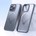 For iPhone 15 Pro Max Double Ring MagSafe Magnetic Holder Phone Case(Matte Grey)