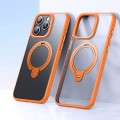 For iPhone 15 Pro Double Ring MagSafe Magnetic Holder Phone Case(Matte Orange)