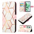 For OPPO Reno11 5G Global PT003 Marble Pattern Flip Leather Phone Case(Pink White)