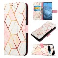 For Google Pixel 9 PT003 Marble Pattern Flip Leather Phone Case(Pink White)