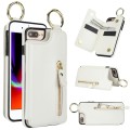 For iPhone 8 Plus / 7 Plus Litchi Texture Zipper Double Buckle Card Bag Phone Case(White)