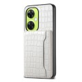 For OnePlus Nord CE 3 Lite Crocodile Texture Card Bag Design Full Coverage Phone Case(White)