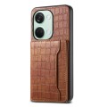 For OnePlus Ace 2V Crocodile Texture Card Bag Design Full Coverage Phone Case(Brown)