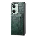 For OnePlus Ace 2V Crocodile Texture Card Bag Design Full Coverage Phone Case(Green)