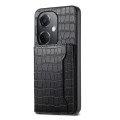 For OPPO K11 Crocodile Texture Card Bag Design Full Coverage Phone Case(Black)
