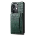 For OPPO K11 Crocodile Texture Card Bag Design Full Coverage Phone Case(Green)