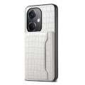 For OPPO K11 Crocodile Texture Card Bag Design Full Coverage Phone Case(White)