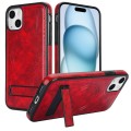 For iPhone 15 Plus Retro Leather Invisible Stand MagSafe Phone Case(Red)