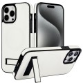 For iPhone 15 Pro Retro Leather Invisible Stand MagSafe Phone Case(White)