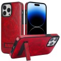 For iPhone 14 Pro Max Retro Leather Invisible Stand MagSafe Phone Case(Red)