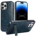 For iPhone 14 Pro Max Retro Leather Invisible Stand MagSafe Phone Case(Blue)