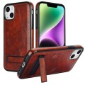 For iPhone 14 Plus Retro Leather Invisible Stand MagSafe Phone Case(Brown)