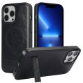 For iPhone 13 Pro Retro Leather Invisible Stand MagSafe Phone Case(Black)