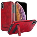 For iPhone X / XS Retro Leather Invisible Stand MagSafe Phone Case(Red)