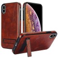For iPhone X / XS Retro Leather Invisible Stand MagSafe Phone Case(Brown)