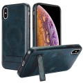 For iPhone XS Max Retro Leather Invisible Stand MagSafe Phone Case(Blue)