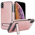 For iPhone XS Max Retro Leather Invisible Stand MagSafe Phone Case(Rose Gold)