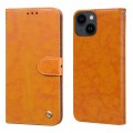 Oil Wax Texture Shockproof Flip Leather Phone Case For iPhone 15 Plus(Yellow)