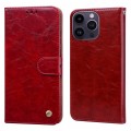 Oil Wax Texture Shockproof Flip Leather Phone Case For iPhone 15 Pro Max(Red)