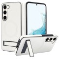 For Samsung Galaxy S23+ 5G Retro Leather Invisible Stand MagSafe Phone Case(White)