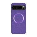 For Google Pixel 9 CD Magnetic Ring Cloth Texture PU Phone Case(Purple)
