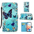 For OPPO A79 5G Colored Drawing Pattern Plain Weave Leather Phone Case(Caring Butterfly)