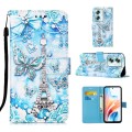 For OPPO A79 5G Colored Drawing Pattern Plain Weave Leather Phone Case(Tower Butterfly)